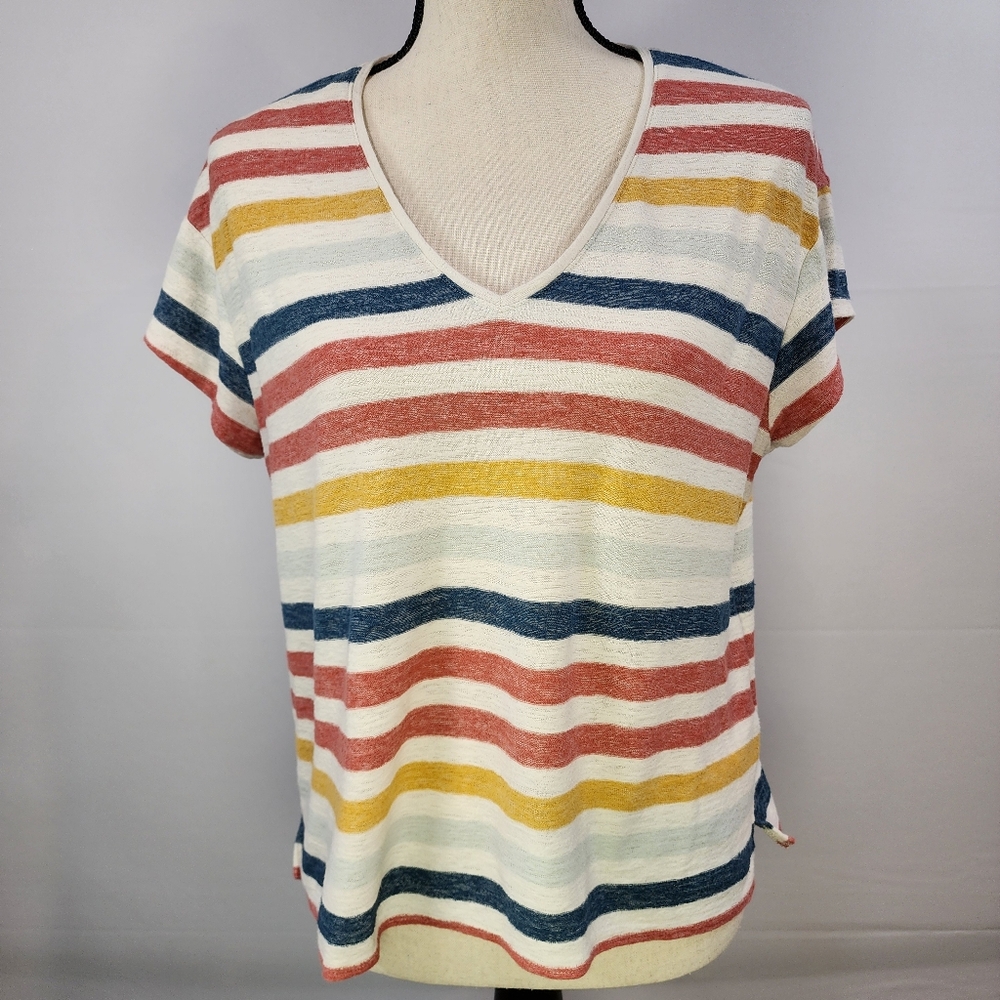 Madewell Women's Skyline V-neck Tee in Jay Stripe